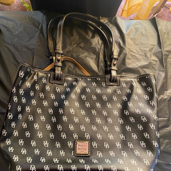 Dooney & Bourke Black and White Monogram Tote - Picture 1 of 5